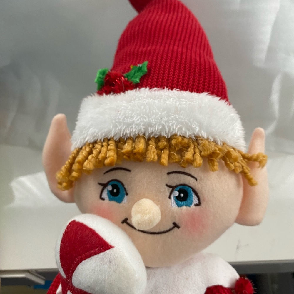 Festive Elf Holiday Decoration in Red and Green - Picture 3 of 3